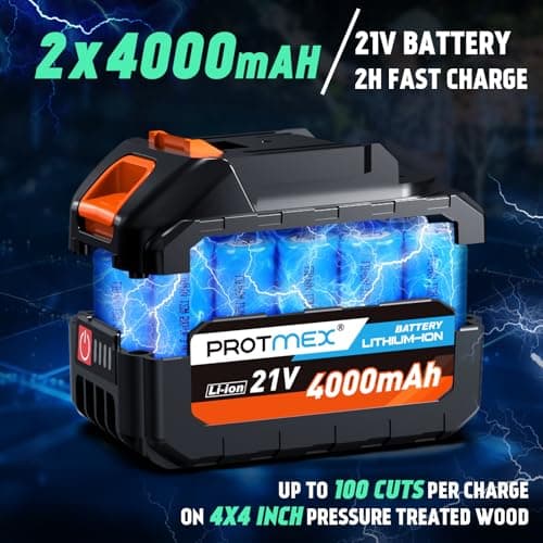 2-in-1 Cordless Pole Saw 8 Inch＆Mini Chainsaw, with 2×4.0Ah 21V Battery and Charger, Brushless Motor, Total Reach of Max 15ft, Electric Pole Saw for Tree Trimming and Hedge Cutting
