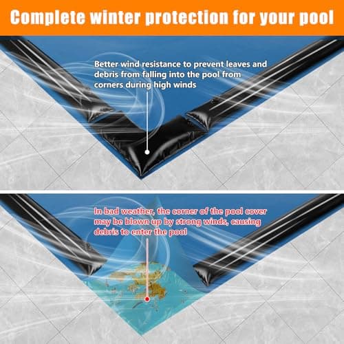 10 Pack 0.6mm Thicker Pool Cover Water Bags with Pool Cover Weights Corner, 8 Ft PVC Pool Water Tubes with Screw Caps for Winterizing for Inground Swimming Pool Winter Cover
