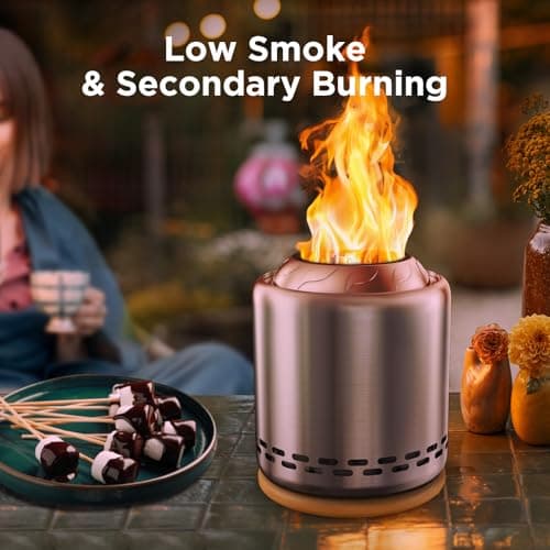 OGERY Stove Tabletop Fire Pit with Stand 7.9 x 6.1 in, Smokeless Firepit Camping Outdoor Table Top Firepit for Urban & Suburbs with Portable Travel Bag, Fueled by Pellets or Wood, Stainless Steel