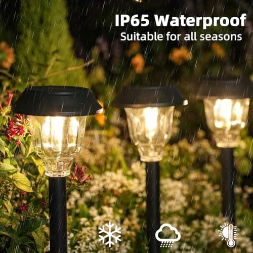 Solar Lights Outdoor, 6 Pack Solar Pathway Lights Waterproof, Metal Glass Outdoor Solar Lights, Auto On/Off Solar Outdoor Lights for Garden Yard Path Walkway Driveway