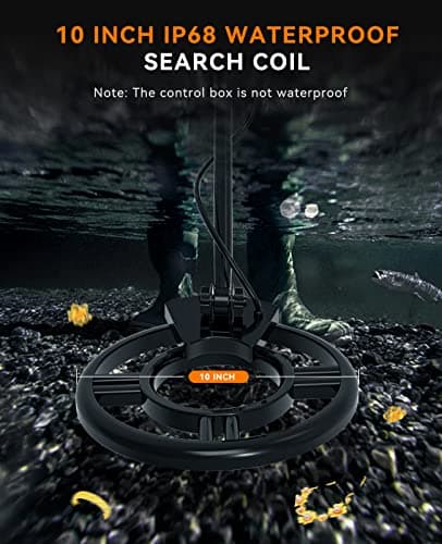 SUNPOW Metal Detector for Adults, Professional Waterproof High Accuracy Metal Detector, 10'' Detection Depth, Pinpoint & Disc & Notch & All Metal & Volume Modes, Strong Anti-Interference-GC-1083