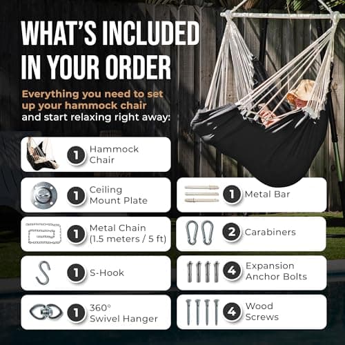 Indoor Hammock Chair Swing - Hanging Hammock Swing Chair - Indoor/Outdoor - Hanging Chairs for Bedroom, Patio, Porch, Swinging Chair Hammock for Adults - Built-In Footrest - Spacious Full Body Support
