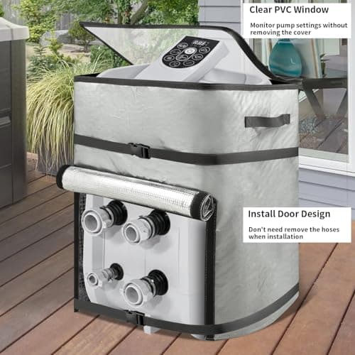 UCEDER Insulated Inflatable Hot Tub Spa Heater Pump Cover with Clear PVC Window, Energy-Saving and Eco-Friendly Insulation for Winter Freeze Protection