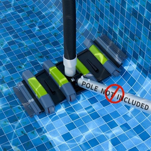 Sepetrel Heavy Duty Pool Vacuum Head with Wheels & Aluminum Handle, Professional Weighted Flexible Vacuum Head