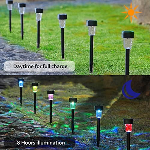 Dynaming 16 Pack Outdoor Solar Pathway Lights, RGB Color Changing LED Solar Powered Walkway Lights, Waterproof Landscape Decorative In-Ground Lighting for Garden Lawn Patio Yard Deck Driveway