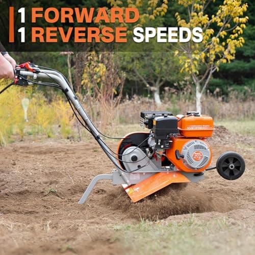 NOVUS 21-Inch Gas Tiller for Gardening, 212cc Front Tine Tiller Cultivator, 4-Cycle Engine with Toolless Adjustable Tilling Width 12"-21", Versatile Garden Tillers Gas Powered