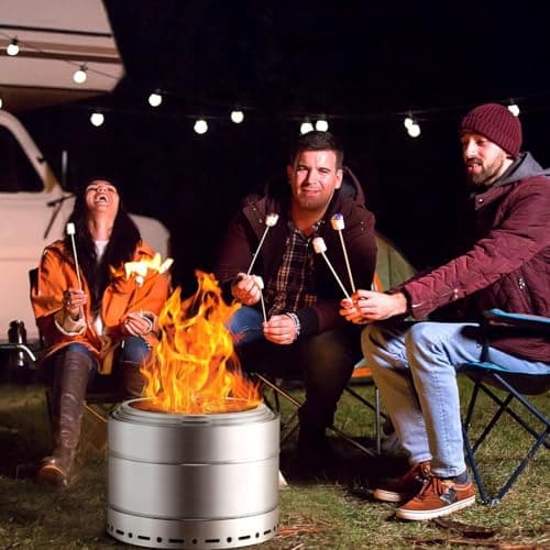 Smokeless Fire Pit Outdoor Wood Burning Portable Firepit Stainless Steel for Backyard Patio Garden Picnic Camping Bonfire(19 Inch)