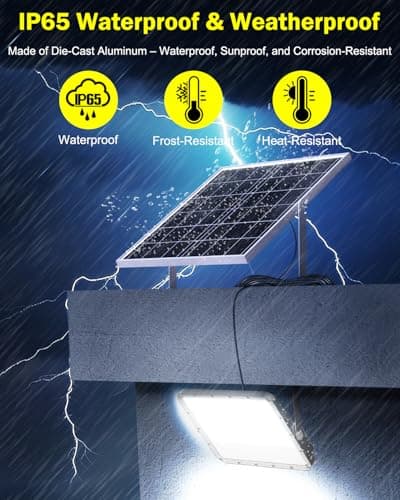 Engrepo Solar Lights Outdoor 10000LM Auto On/Off Dusk to Dawn Light with 20000mAh Battery, IP65 Waterproof Outside Solar Powered Security Flood Light with Remote Control for Wall Porch Shed Barn.