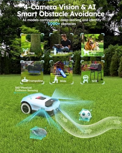 Robot Lawn Mower NO Wire - 0.22 Acre, Full Band RTK+4-Eye Vision Robotic Lawnmower, Automatic Mapping, 20 Multi-Zone Management, 3D Obstacle Avoidance, Intelligent Path Planning, ANTHBOT Genie600