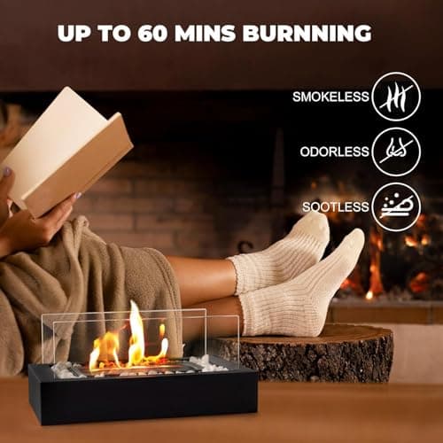 Metal Rectangle Table Top Firepit - Smores Maker Kit with 4 Roasting Sticks Indoor Tabletop Fire Pit & Outdoor Table Fireplaces, Gift for Mother's Day | Modern Home Décor, Housewarming & Birthday Gift