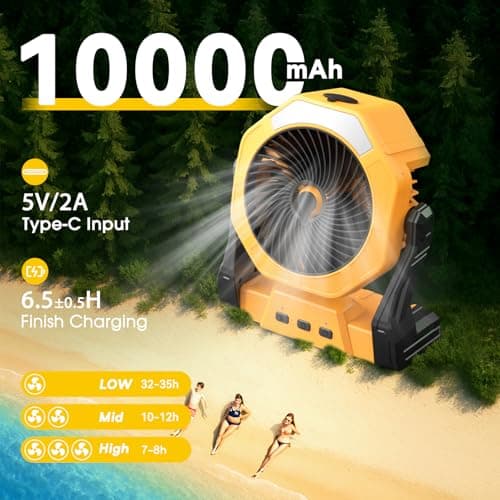 Ausic Portable Misting fan, 8-Inch Cooling Mist Fans, 10000mAh USB Rechargeable Battery Powered Fan with Mister, 250mL Water Tank & LED Lantern, for Home Desk, Bedroom, Office, Outdoor&Indoor Use