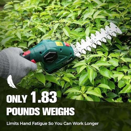 Hedge Trimmer, Cordless Grass Shear & Electric Shrub Trimmer - 2 in 1 Handheld Grass Cutter, Hedge Shear for Garden, Lawn, Rechargeable Lithium-Ion Battery and Type-C Cable Included