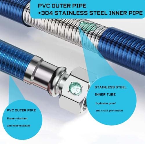 24 inch Flexible Stainless Steel Corrugated Water Heater Connector Hot and Cold Color Water Heater Hose 1/2 "FIP x 1/2" FIP 2pcs
