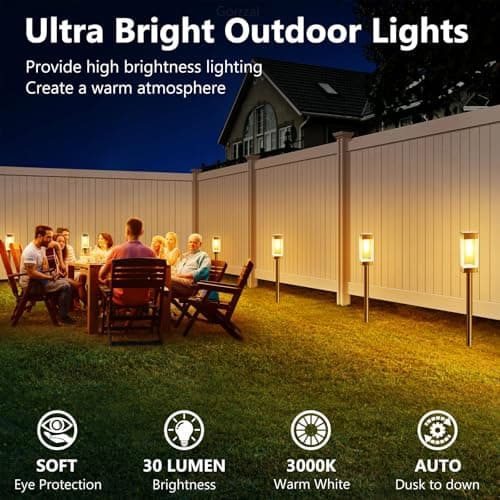 Solar Pathway Lights 8 Pack LED Waterproof Solar Outdoor Lights, Upgraded Stainless Steel Driveway Lighting with Tungsten Filament Bulb for Yard, Landscape, Garden, Walkway, Lawn, Path