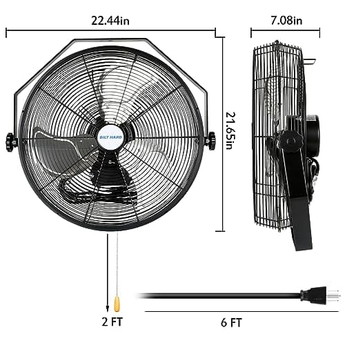 BILT HARD 4300 CFM 18 in. Industrial Wall Mount Fan, 3-Speeds High Velocity Wall Fan with Sealed Motor, Heavy Duty Metal Barn Fans for Garage, Commercial, Greenhouse, Warehouse, Shop Use