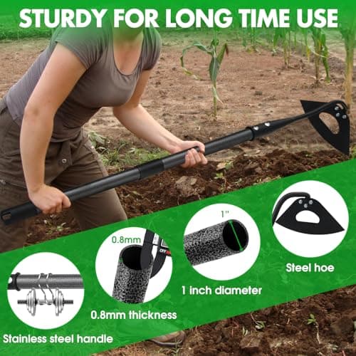 Hoe Garden Tool, Hollow Hoe Gardening Weeding Tool, 85" Long Handle Heavy Duty Manual Weeder Gardening Hand Tools for Weeding, Digging, Loosening Soil