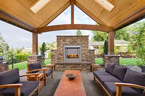 Duluth Forge Ventless Stainless Outdoor Gas Fireplace Insert with Reflective Black Glass Media - 24,000 BTU, Manual Control - Model# DF450SS-G-RBLK