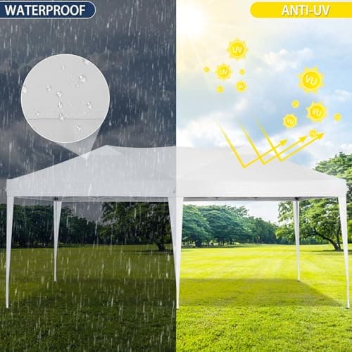 COBIZI Canopy 10x20 Pop Up Canopy Tent Party Tents for Parties Weddings Backyard Waterproof Canopy Outdoor Commercial Instant Canopy Event Tent with Stakes, Ropes,Sandbags, White