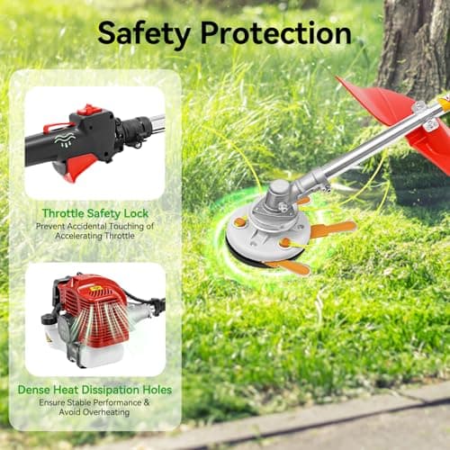 Weed Eater Gas Powered Weed Gas Edger 43CC 2 Blade Heads, Air-Cooled 2-Stroke Cordless Lawn Edger Gas Powered Weed String Trimmer with Handle & Shoulder Strap for Garden Lawn Grass Trimmer