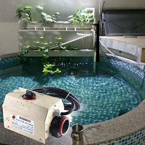 3KW 110V No Plug Swimming Pool Heater Work With 0.75KW Circulating Pump For Up to 2000gallons 8/11 Foot Pools,Tank,Electric Water Heater Thermostat SPA Bath Heater,Needs Electrician 30A GFCI Breaker