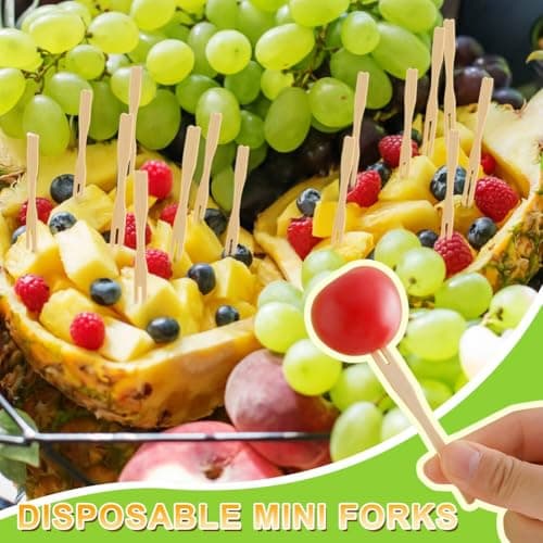700 Pcs Bamboo Appetizer Forks, PEOUWNES Mini Toothpicks for Appetizers, 3.5 Inch Picks Bamboo Forks, Wooden Forks Food Picks for Cocktail Parties, Party, Fruits, Charcuterie Accessories