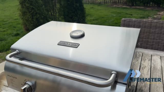 Portable Stainless Steel Gas Grill - 2 Burners Easy Clean Tabletop BBQ Propane Gas Grill with Foldable Legs and Wind Proof Lid for Camping and Outdoor - Silver