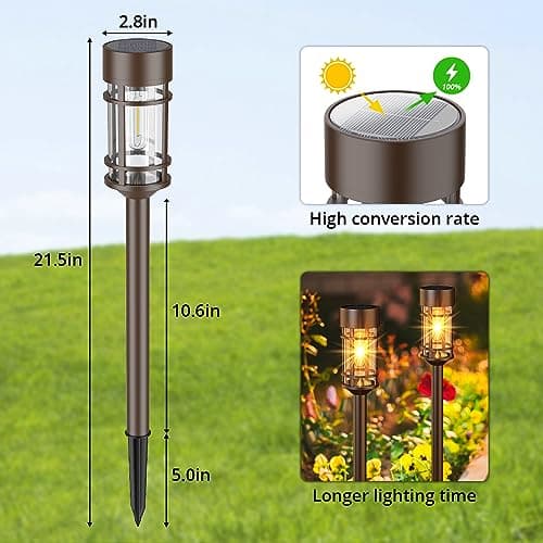 Solar Pathway Lights 8 Pack, Solar Lights Outdoor Waterproof IP65, Long-Lasting, Bright LED Outdoor Lighting Decor for Garden Yard Landscape Path