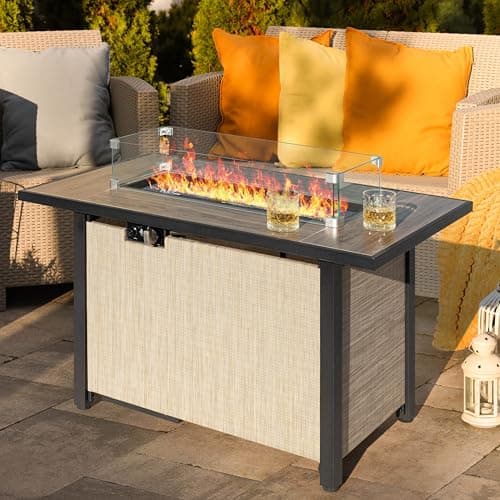 Nuu Garden Fire Pit Wind Guard for Rectangular Fire Pit Table 29'' x 10'' x 6" Sturdy and Durable Flame Protective Transparent Tempered Glass Guard with Aluminum Alloy Corner Bracket
