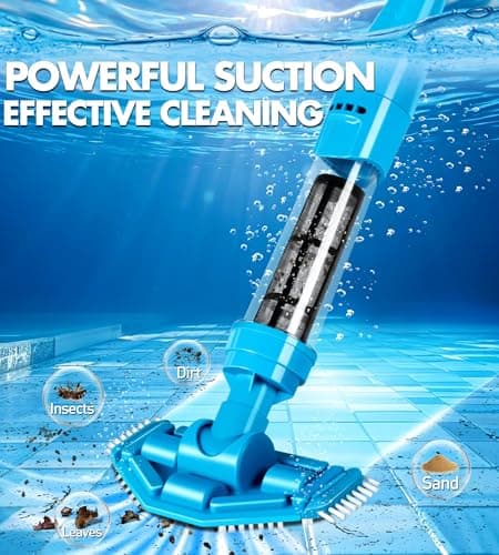 4-in-1 Handheld Pool Vacuum Cordless, 4000mAh Rechargeable Hot Tub Vacuum Spa with Telescopic Pole, Above Ground Pool Vacuum Cleaner, Suction Improved 30% Spa Wand Deep Cleaning for Debris