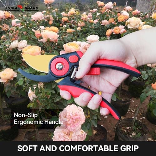 FLORA GUARD Bypass Pruning Shears, Garden Shears Heavy Duty Tree Trimmers & Garden Clippers with Ergonomic Handle, Ideal Hand Pruners for Gardening, Shrubs & Branch Cutting.（HC177）