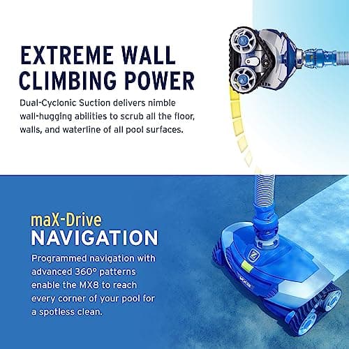 Zodiac MX8 Suction Pool Cleaner for All In-Ground Pool Surfaces, 39 ft Reach, Excellent Traction for All Surfaces