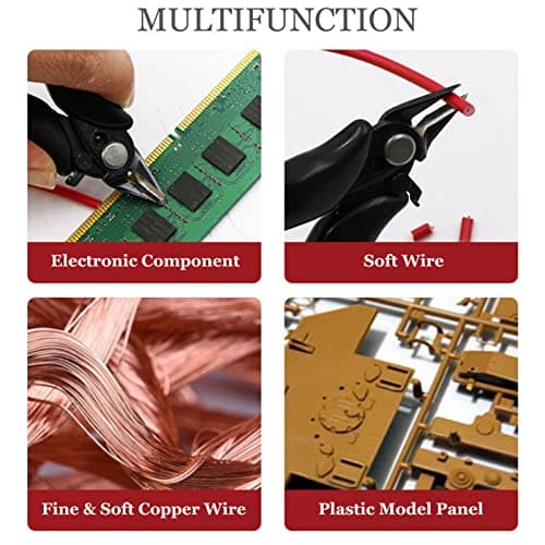 BOENFU 3.5 Inches Mini Cutter with Lock, Flush Cutters, Small Wire Snips, Micro Wire Cutter with Spring, Black