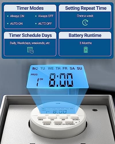 DEWENWILS Pool Pump Timer, Digital Timer Box, 2HP 40A 120-277 VAC, 7-Day 20 ON/Off Programmable Timer Switch for Water Heater, Pool Pump, SPA, Motor, ETL Listed Gray