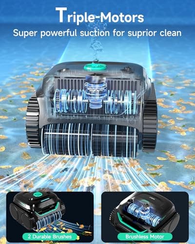 WYBOT C2 Cordless Robotic Pool Cleaner, Dual Filtration, Brushless Motor Powerful Suction, Wall Climbing and Waterline Cleaning Vacuum Lasts 180Mins in Echo Mode for Inground Pools up to 2152 Sq.ft