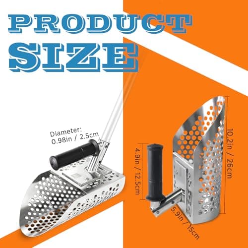 Sand Scoop for Metal Detecting, Metal Detector Shovel, Stainless Steel Metal Detecting Accessories, Beach Sifter Sand Scoops, Digging Tool Fast Sifting Scoopers for Treasure Hunting Backyard