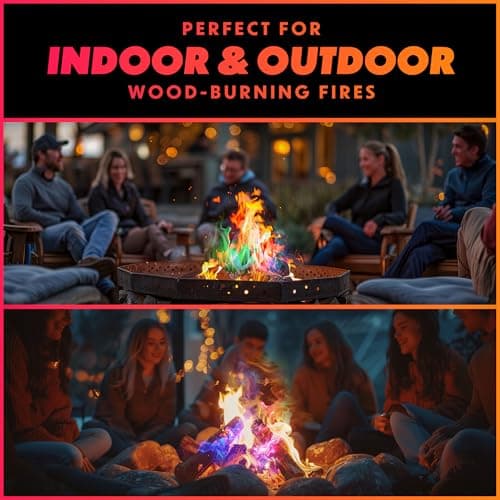 Magical Flames Fire Color Changing Packets for Fire Pit, Indoor/Outdoor Fireplace, Campfires, Bonfires - 25 Pack of Flame Color Changing Packets Camping Accessories