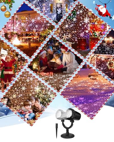 Christmas Projector Lights Outdoor, Clearer Snowflake Projector Lights IP65 Waterproof, LED Rotating Snowfall Decor Lamp for Xmas Holiday Wedding Indoor Party New Year Garden Decorations