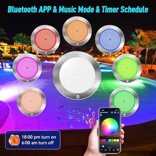 60ft Led Smart Pool Lights for Inground Pool with 3 Control Way (App/Remote/Controller), 54W 10 Inch Color Changing Underwater Swimming PoolLight for 10" Large Wet Niches