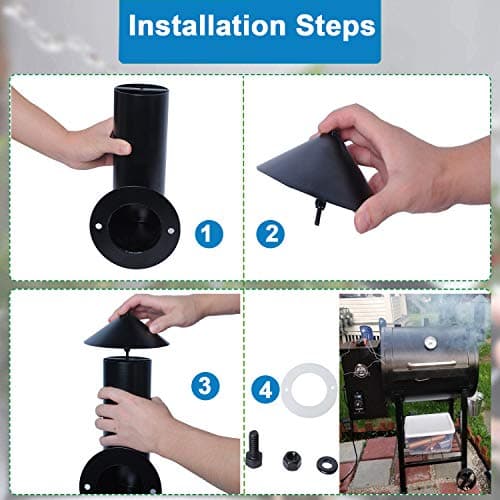 𝟐𝟎𝟐𝟑 𝙐𝗽𝒈𝒓𝒂𝒅𝒆𝒅 Pellet Grill Smoke Stack Chimney Replacement for Pit Boss Traeger Camp Chef, Replacement Stack Smoker Kits with Umbrella, Gasket, Screw, Locking Washer & Washer