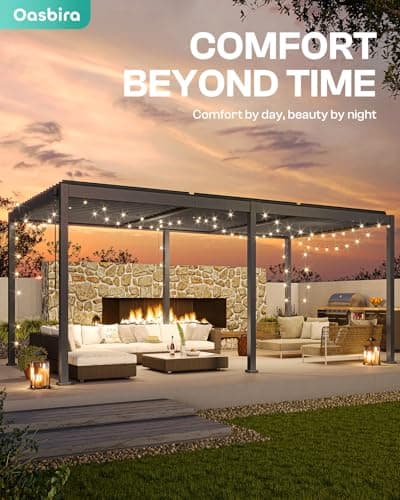 Louvered Pergola 10 x 20, Aluminum Outdoor Pergola with Adjustable Roof, Modern Patio Hardtop Gazebo for Deck Backyard Garden, Dark Gray