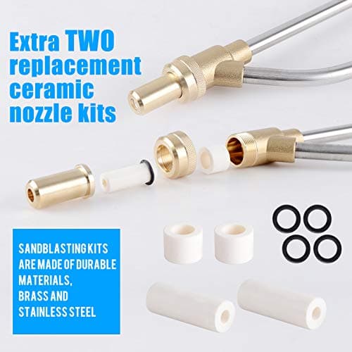 Rdutuok Pressure Washer Sandblasting Kit,Sand blaster for pressure washer with Replacement Nozzle Tips,Protect Glasses,1/4 Inch Quick Disconnect 5000 PSI for Abrasive Cleaning