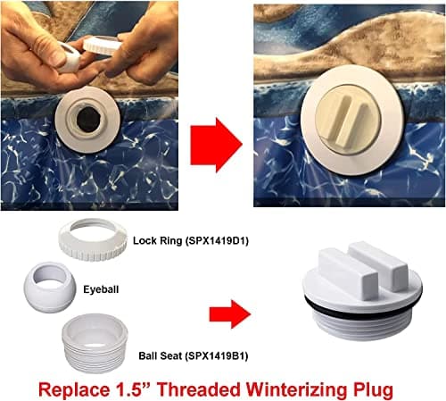 ATIE 1.5" Threaded Pool Spa Return Line Winterizing Plug & Pool Filter Drain Plug SP1022C with O-Ring for Winterizing Pools During Winter Season and for Most Hayward Pentair Pool Filters (2)