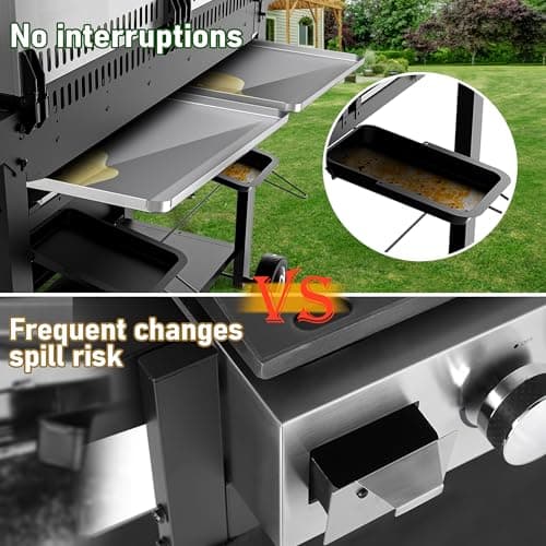 Brand-Man Griddle Grill Combo 6-Burner, 2 in 1 Versatile Propane Gas Grill and Griddle with Double Lids, BBQ Combo for Outdoor Kitchen & Backyard Barbecue Cooking