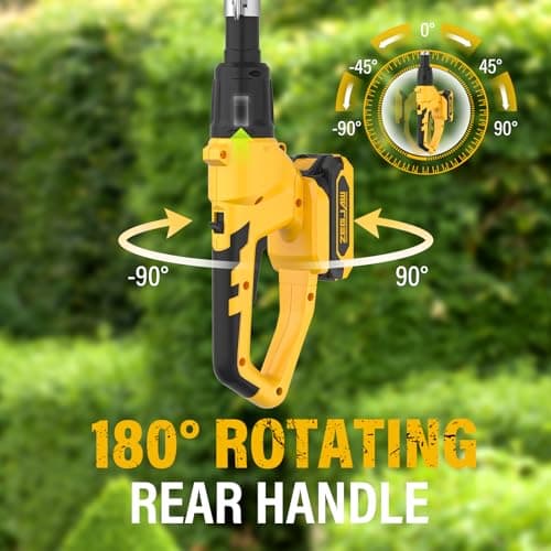 Pole Saw 8-Inch Cordless Tree Trimmer and 18-Inch Pole Hedge Trimmer 2-In-1,15-Feet Max Reach, Auto Oiling, Telescoping Pole Chainsaw with 2.0Ah Battery & Charger