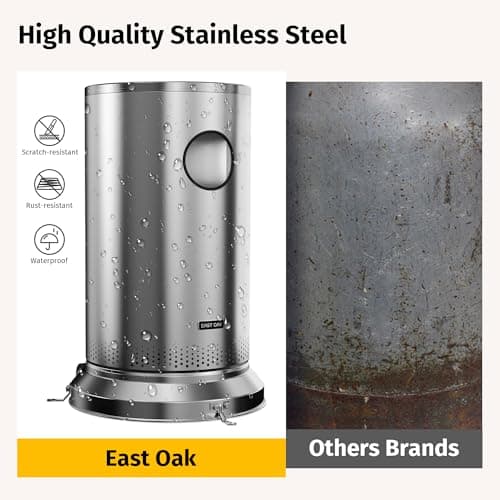 EAST OAK Anti-rust 50,000 BTU Patio Heater for Outdoor Use With Double-Layer Stainless Steel Burner, Round Table Design and Wheels, Outdoor Patio Heater for Home and Commercial, Stainless Steel
