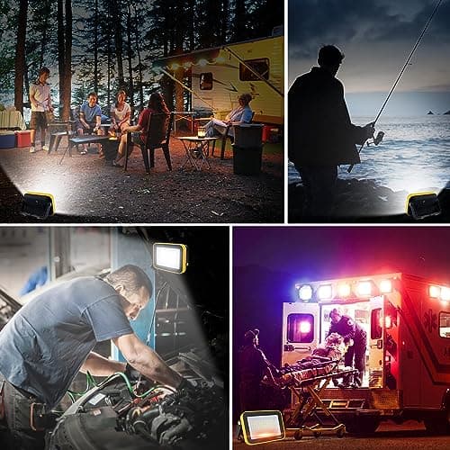 T-SUN Battery Work Light Rechargeable Portable Flood Light Cordless LED Work Light with Tripod Hole IP65 Waterproof Trouble Light USB Powered for Camping Car Repaire Job Site