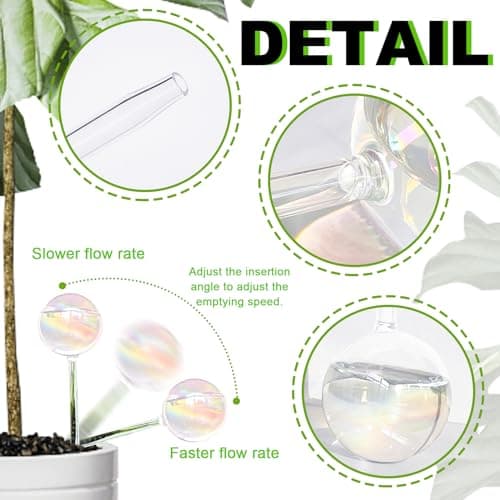 4 Pcs Plant Watering Globes,Rainbow Gradient Glass Watering Devices,Self Watering Planter Insert Plant Accessories for Indoor,Outdoor,Flowerpot,Hanging Plants,Home Garden,8.7" L×2.8" D