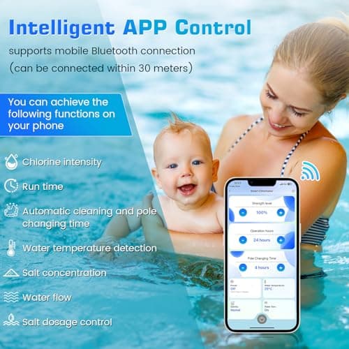Smart Saltwater Pool Chlorinator System for Up to 12,000 Gallons, Chlorine Generator With App Remote Control, Salt Generating System With Digital Panel