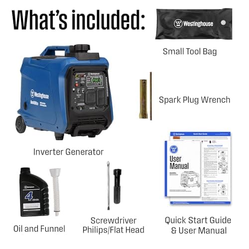 Westinghouse 4000 Peak Watt Super Quiet Portable Inverter Generator, Wheel & Handle Kit, RV Ready 30A Outlet, Gas Powered, CO Sensor, Parallel Capable
