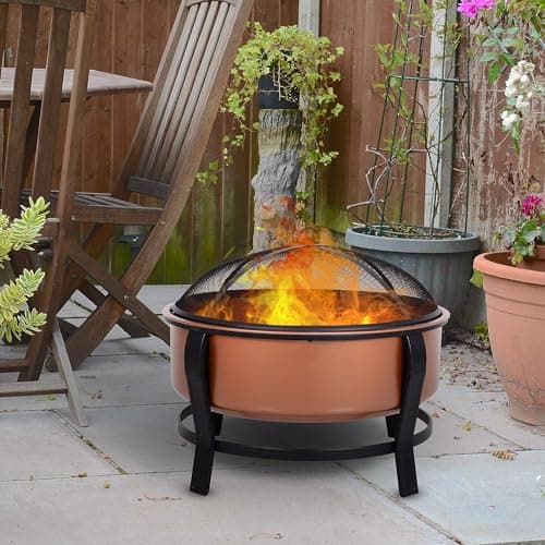 FT-1103E Fire Pit, Copper With Black Accents, Screen + Poker, 30-In. - Quantity 1